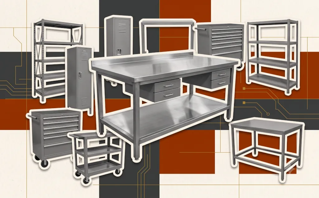 Industrial stainless steel and mild steel furniture